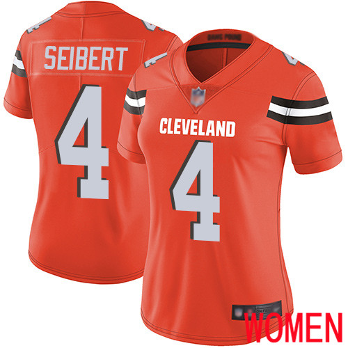 Cleveland Browns Austin Seibert Women Orange Limited Jersey 4 NFL Football Alternate Vapor Untouchable